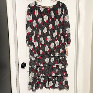 New Vintage deadstock Good Times tiered polka dot dress Sz 18 black/white  80s